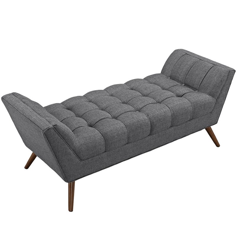 Modway Response Medium Modern Finely Upholstered Fabric Bench in Gray