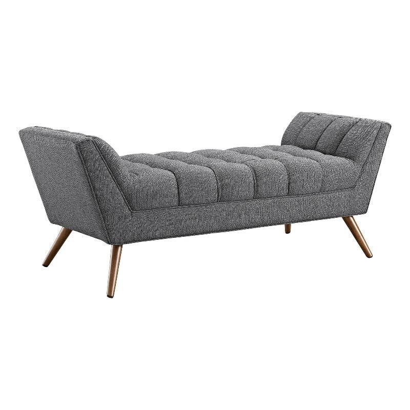 Modway Response Medium Modern Finely Upholstered Fabric Bench in Gray