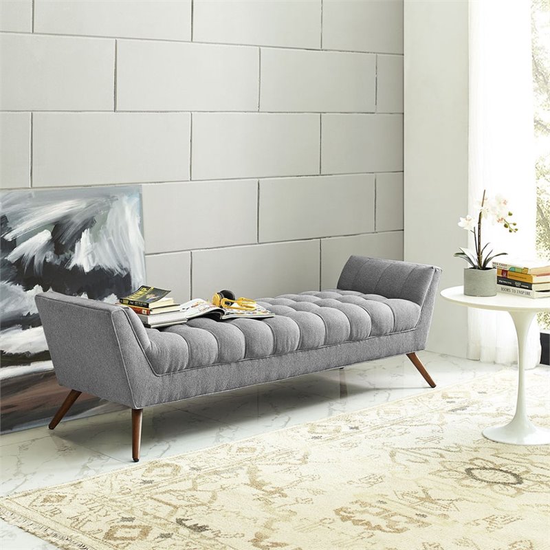 Modway Response Fabric Bedroom Bench In Expectation Gray