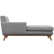 Modway Engage Left-Facing Upholstered Fabric and Wood Chaise in Expectation Gray
