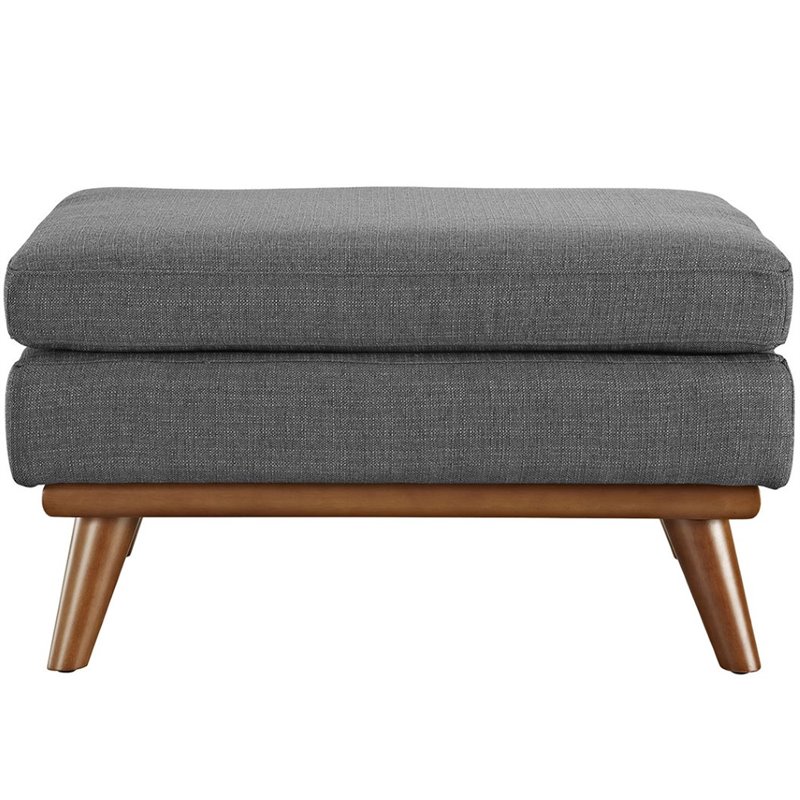 Modway Engage Upholstered Polyester Fabric and Wood Ottoman in Gray