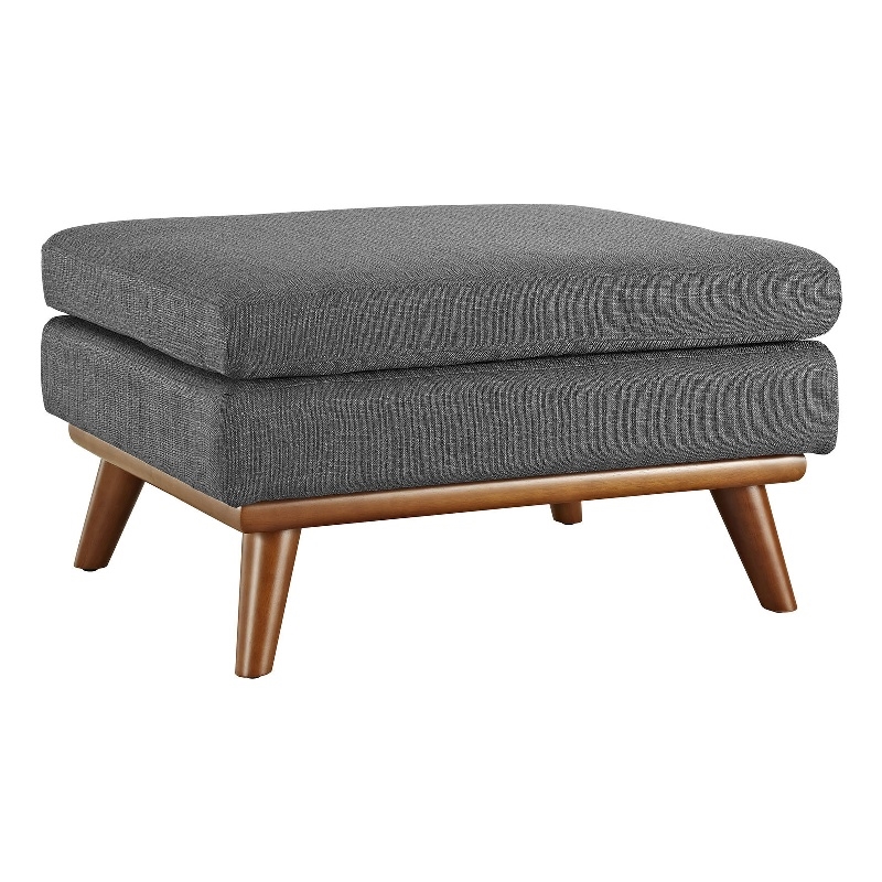 Modway Engage Upholstered Polyester Fabric and Wood Ottoman in Gray