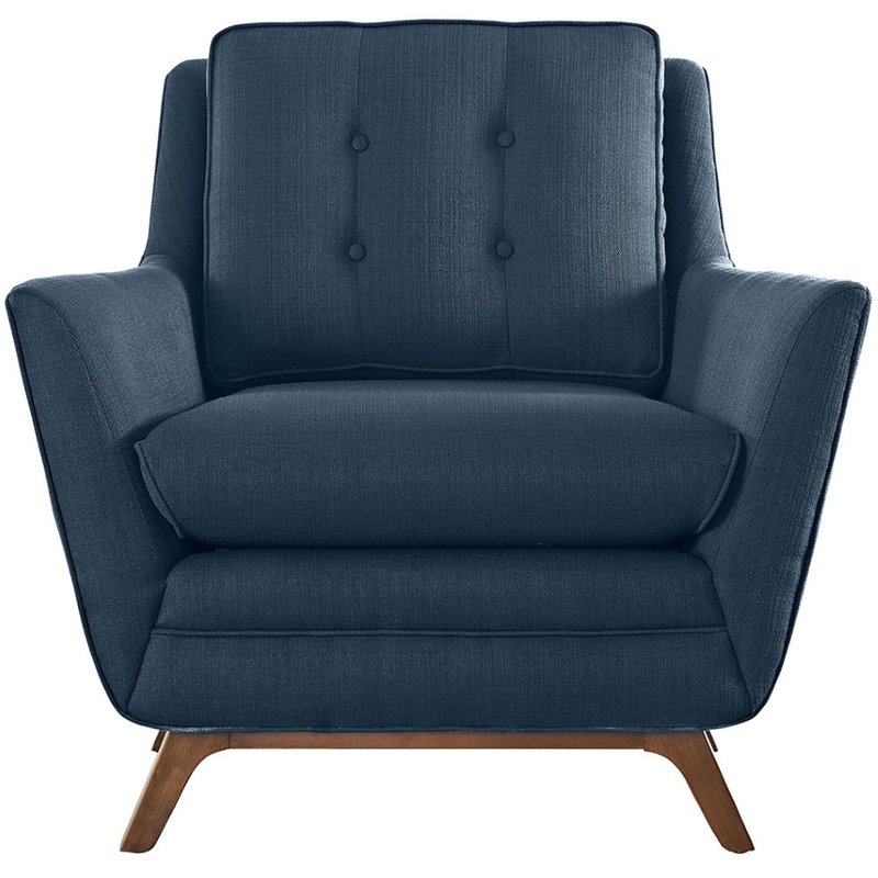 Modway Beguile Modern Finely Upholstered Fabric Armchair in Azure Blue