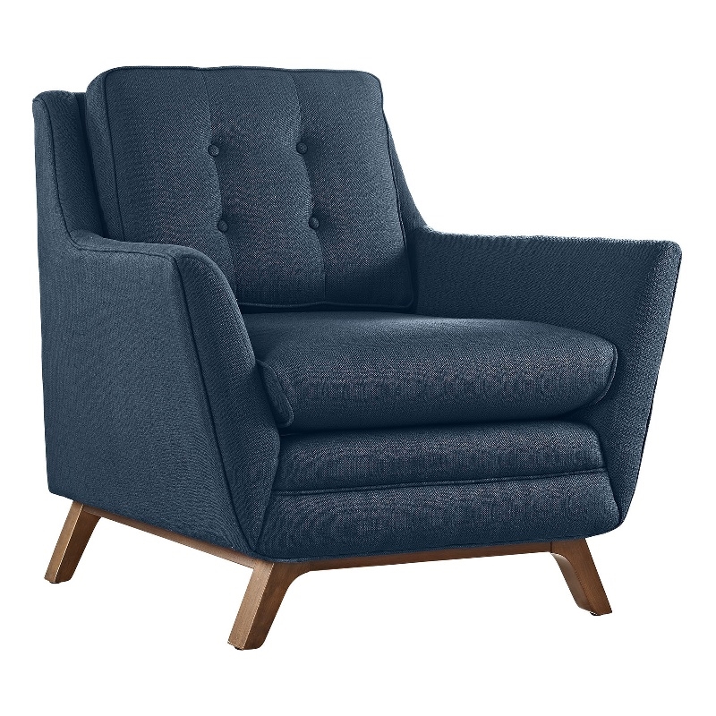Modway Beguile Modern Finely Upholstered Fabric Armchair in Azure Blue