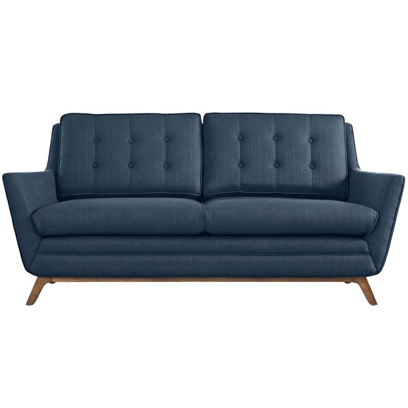 Modway Beguile Modern Finely Upholstered Fabric Loveseat in Azure Blue