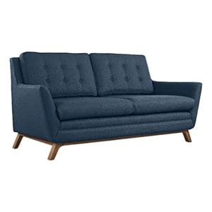 Modway Beguile Modern Finely Upholstered Fabric Loveseat in Azure Blue