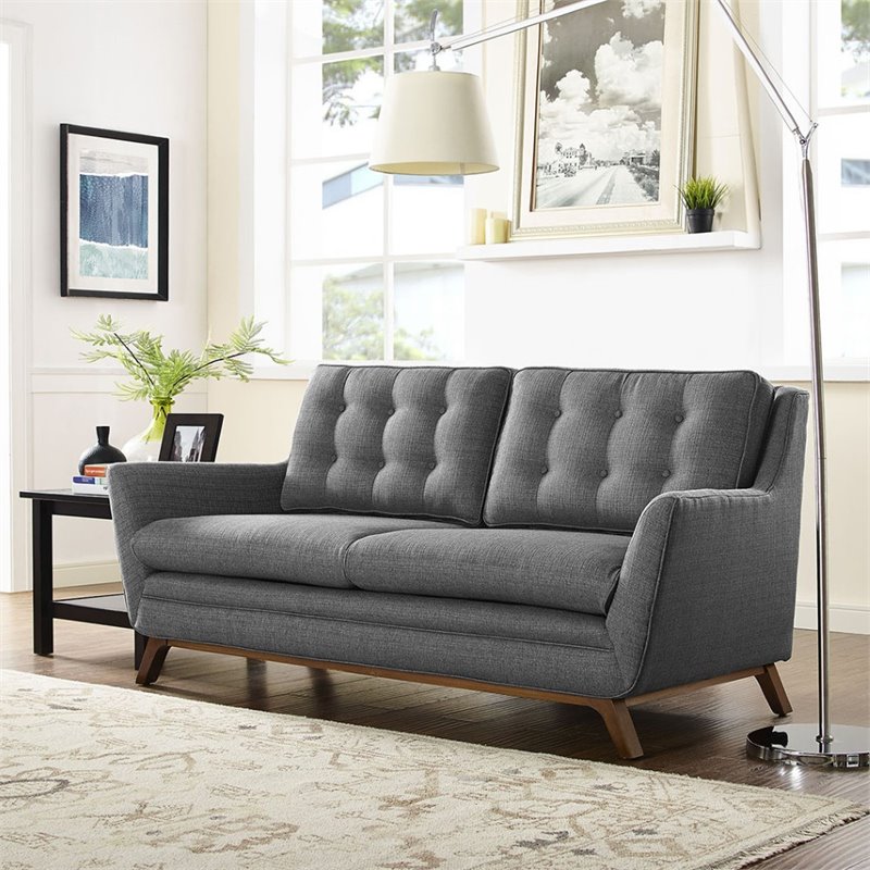 Modway Beguile Modern Finely Upholstered Fabric Loveseat in Gray