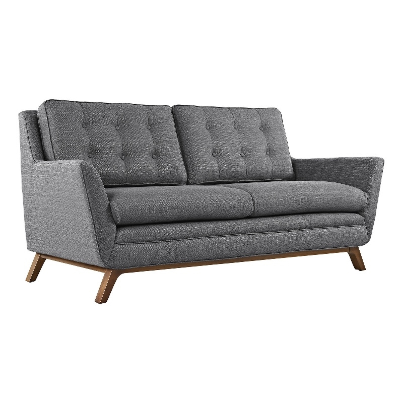 Modway Beguile Modern Finely Upholstered Fabric Loveseat in Gray