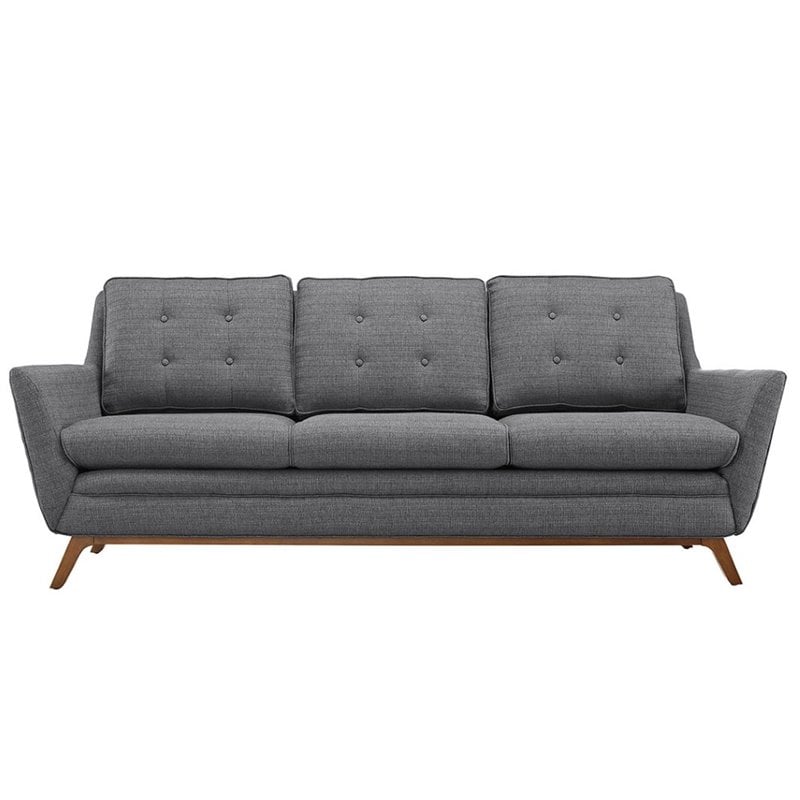 Modway Beguile Modern Finely Upholstered Fabric Sofa in Gray