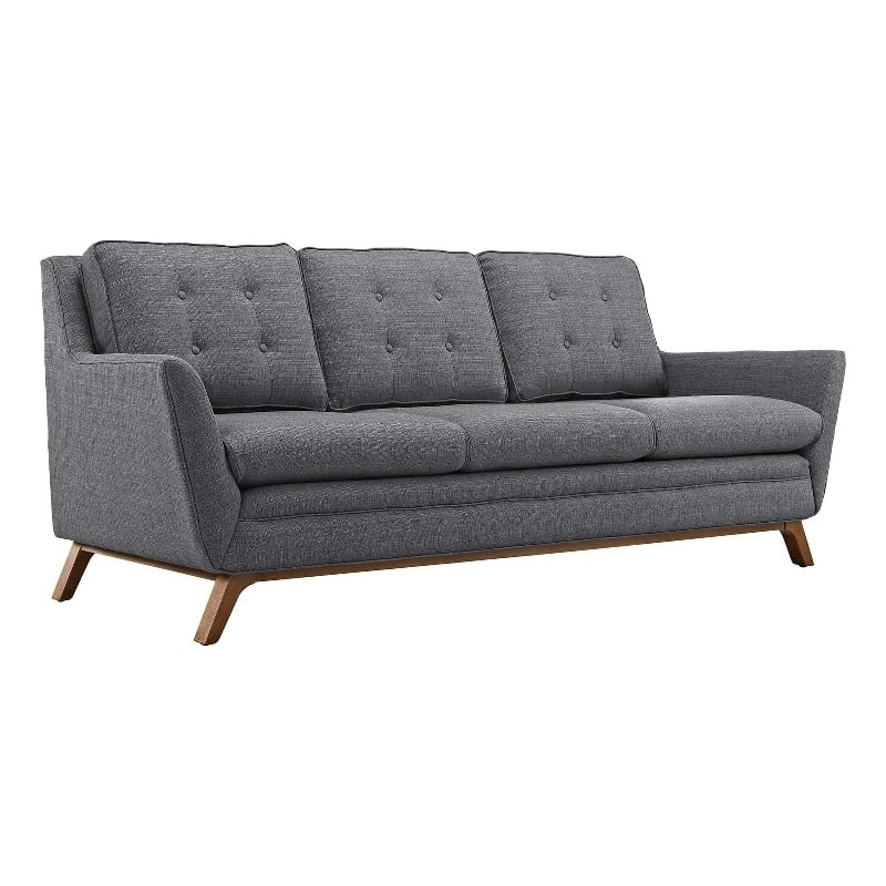 Modway Beguile Modern Finely Upholstered Fabric Sofa in Gray