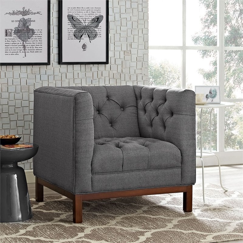 Modway Panache Upholstered Accent Chair in Gray