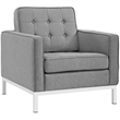 Loft Upholstered Fabric Armchair in Light Gray