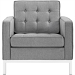 Loft Upholstered Fabric Armchair in Light Gray
