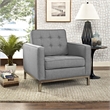 Loft Upholstered Fabric Armchair in Light Gray