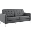 Modway Loft Stainless Steel and Upholstered Fabric Loveseat in Gray