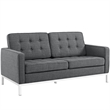 Modway Loft Stainless Steel and Upholstered Fabric Loveseat in Gray
