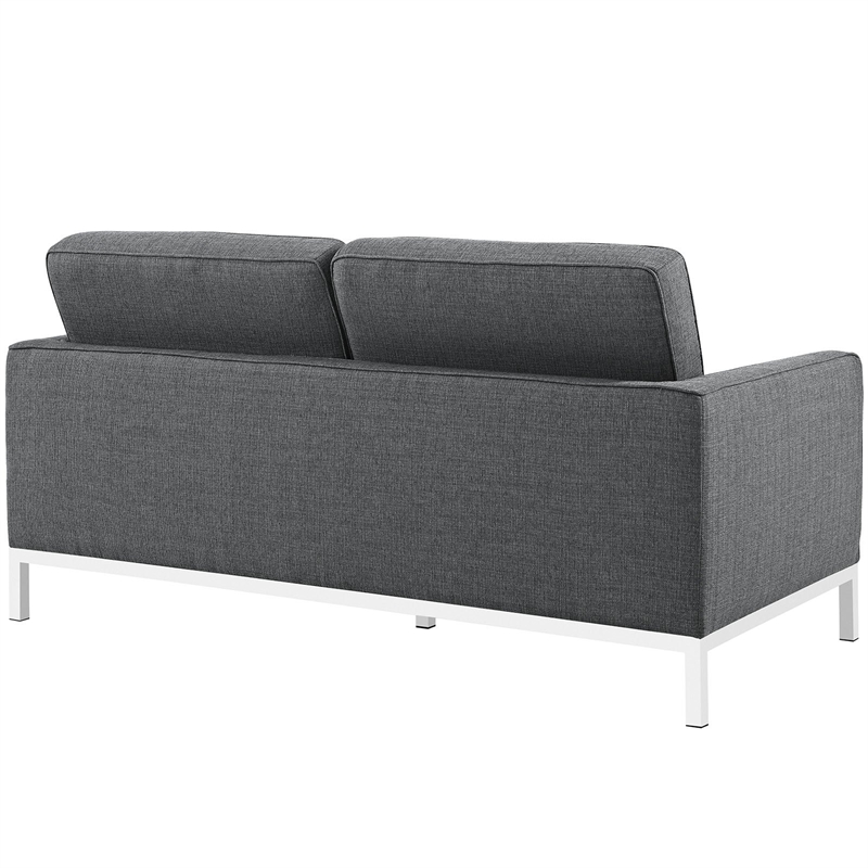Modway Loft Stainless Steel and Upholstered Fabric Loveseat in Gray