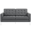 Modway Loft Stainless Steel and Upholstered Fabric Loveseat in Gray