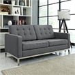 Modway Loft Stainless Steel and Upholstered Fabric Loveseat in Gray