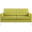 Modway Loft Upholstered Fabric Mid-Century Modern Loveseat in Wheatgrass