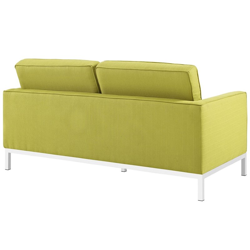 Modway Loft Upholstered Fabric Mid-Century Modern Loveseat in Wheatgrass