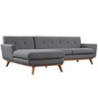 Modway Engage Left-Facing Upholstered Fabric Sectional Sofa in Gray