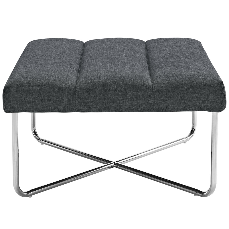 Modway Reach Square Fabric Ottoman in Gray