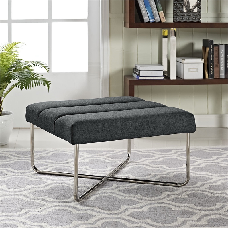 Modway Reach Square Fabric Ottoman in Gray