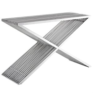modway press metal console table in silver
