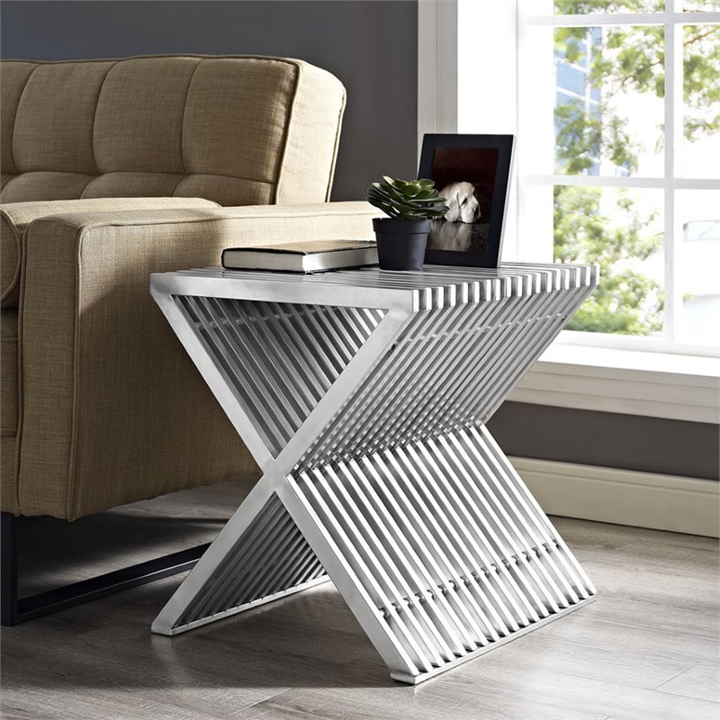 pressed metal side table