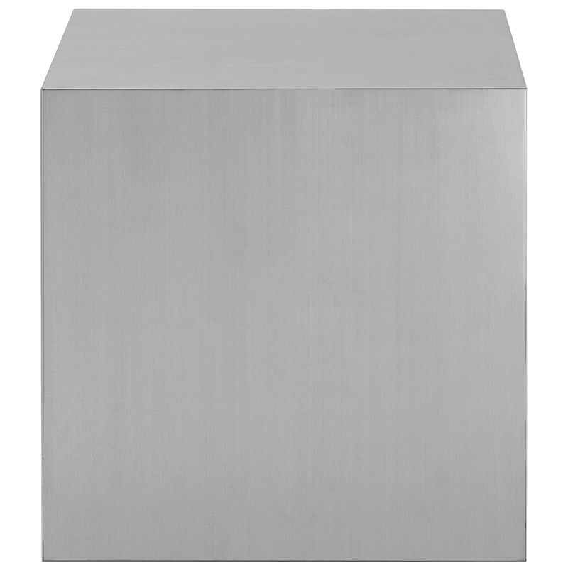 Modway Cast Modern Style Stainless Steel Side Table in Silver