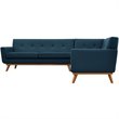 Modway Engage L-Shaped Upholstered Fabric Sectional Sofa in Azure Blue