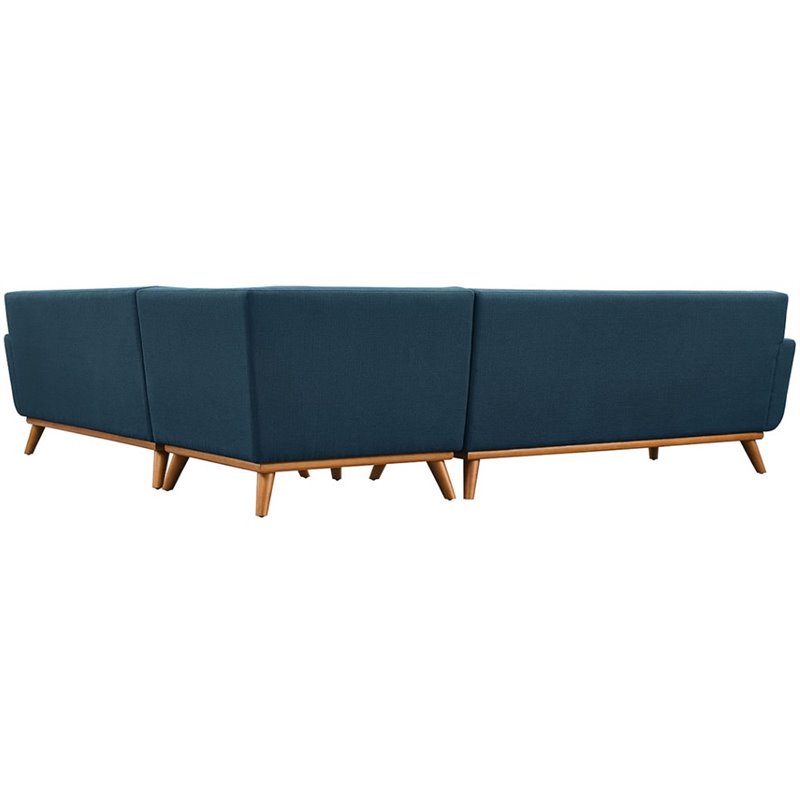 Modway Engage L-Shaped Upholstered Fabric Sectional Sofa in Azure Blue