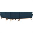 Modway Engage L-Shaped Upholstered Fabric Sectional Sofa in Azure Blue