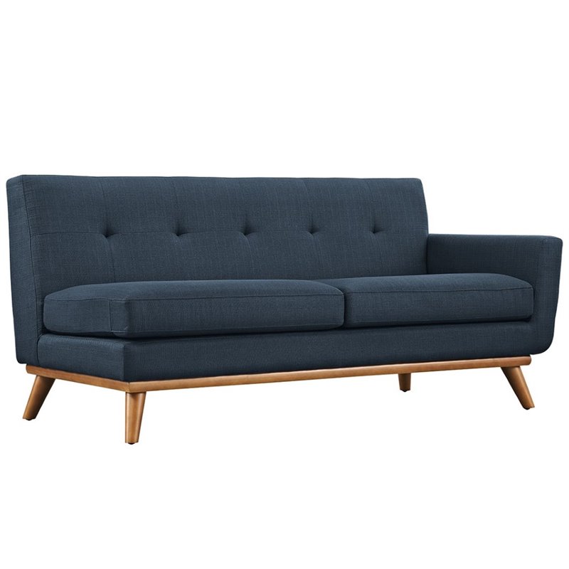 Modway Engage L-Shaped Upholstered Fabric Sectional Sofa in Azure Blue