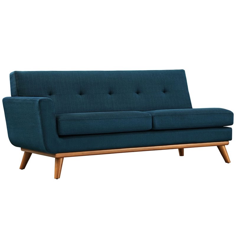 Modway Engage L-Shaped Upholstered Fabric Sectional Sofa in Azure Blue