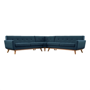 Modway Engage L-Shaped Upholstered Fabric Sectional Sofa in Azure Blue