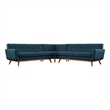 Modway Engage L-Shaped Upholstered Fabric Sectional Sofa in Azure Blue