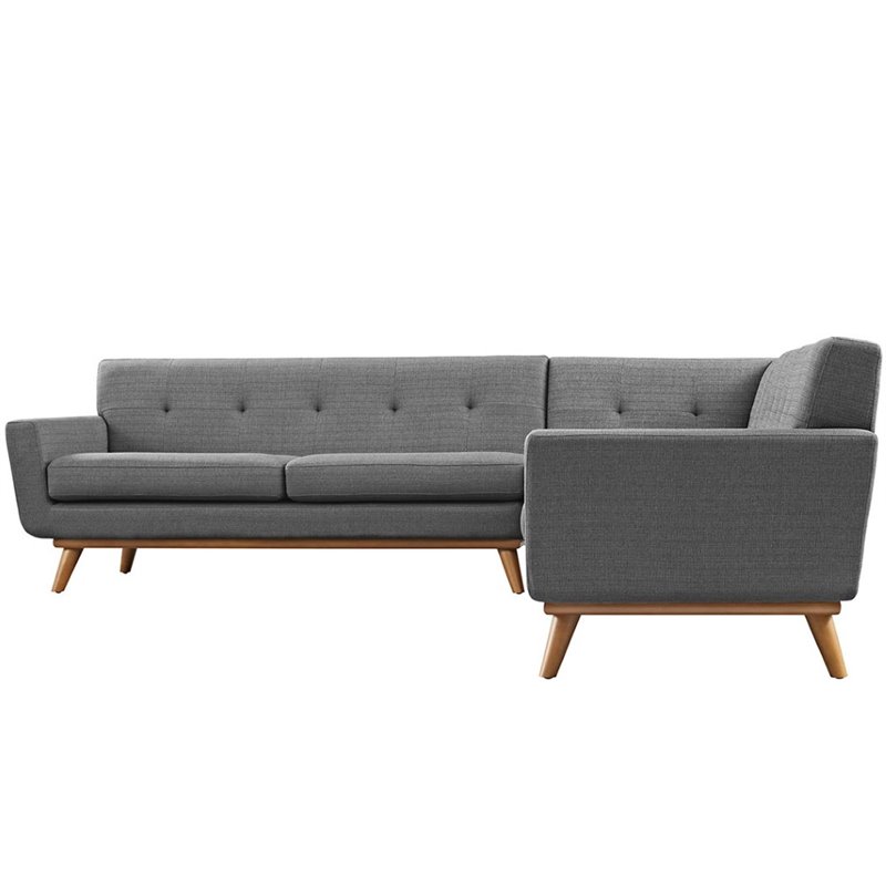 Modway Engage L-Shaped Upholstered Fabric Sectional Sofa in Gray