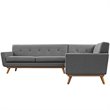 Modway Engage L-Shaped Upholstered Fabric Sectional Sofa in Gray