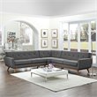 Modway Engage L-Shaped Upholstered Fabric Sectional Sofa in Gray