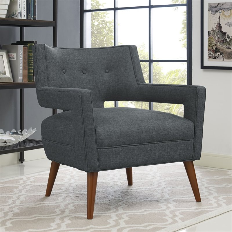 Modway Sheer Modern Upholstered Polyester Fabric Armchair in Gray