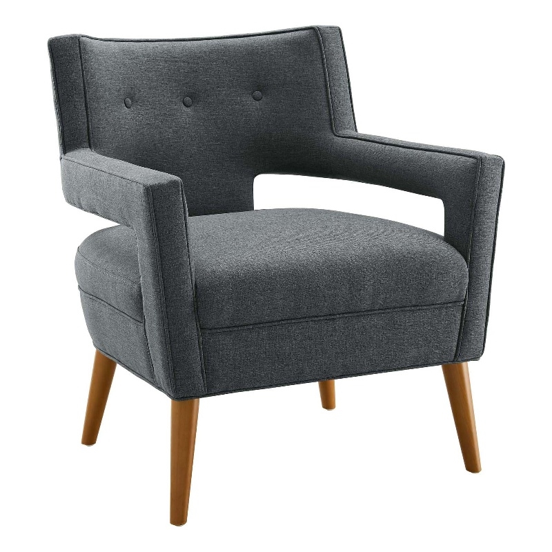 Modway Sheer Modern Upholstered Polyester Fabric Armchair in Gray