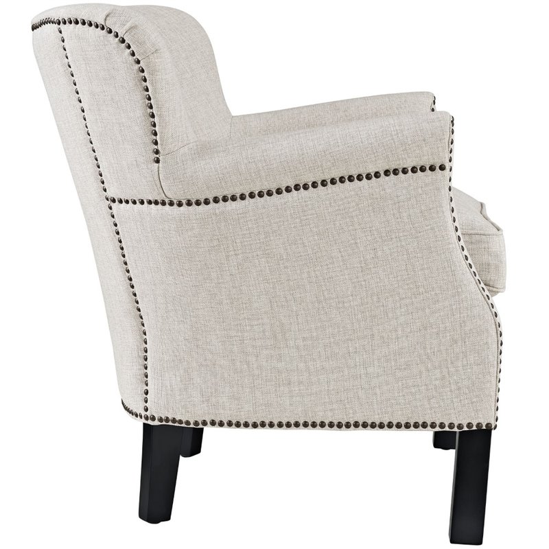 Modway Key Fabric Upholstered Accent Chair in Sand