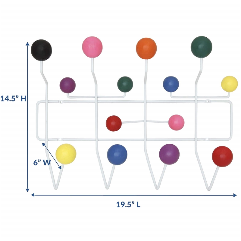 Modway Gumball Modern Wood Iron and Steel Coat Rack in Multi-Color