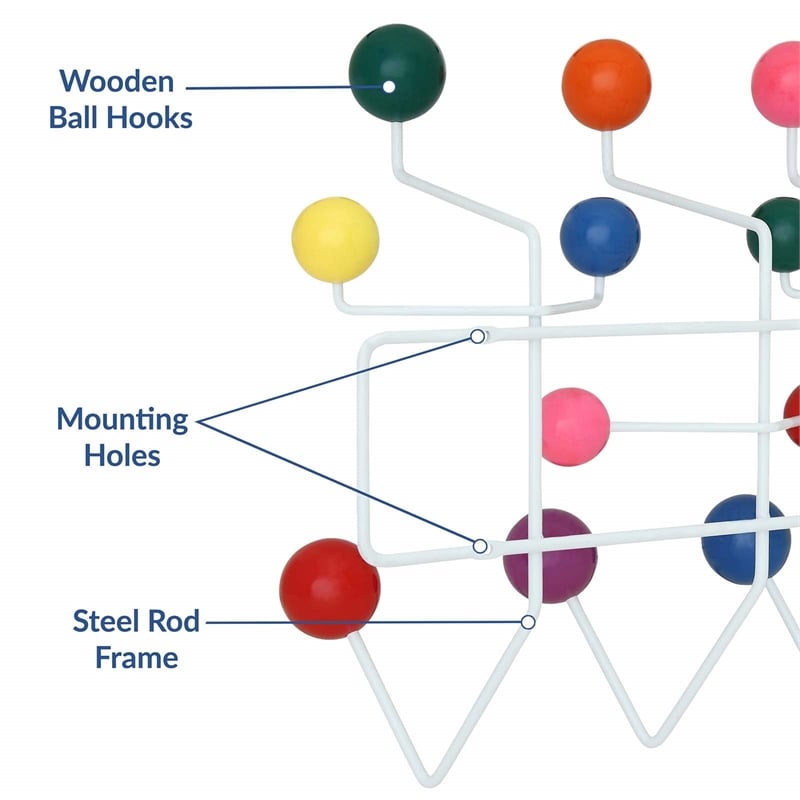 Modway Gumball Modern Wood Iron and Steel Coat Rack in Multi-Color