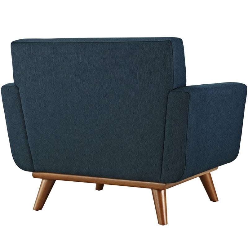 Modway Engage 2-Piece Fabric and Rubberwood Armchair and Ottoman in Azure