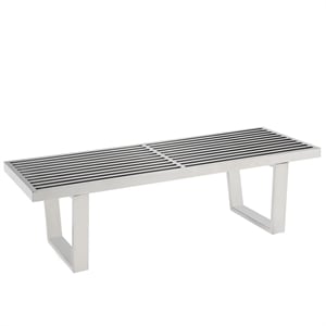 Modway Sauna 48&quot Modern Style Stainless Steel Bench in Silver Finish