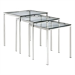 Modway Nimble Modern Style Glass and Stainless Steel Nesting Tables in Silver