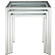 Modway Nimble Modern Style Glass and Stainless Steel Nesting Tables in Silver